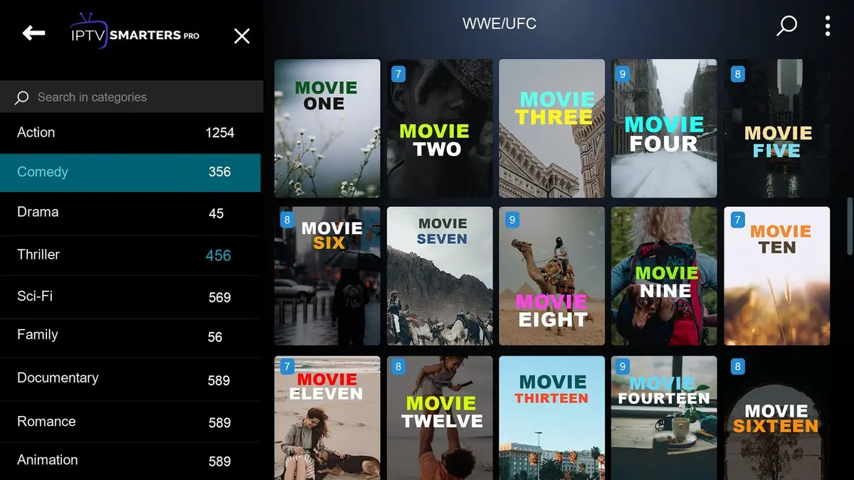 XtreamCube movie library browsed by category