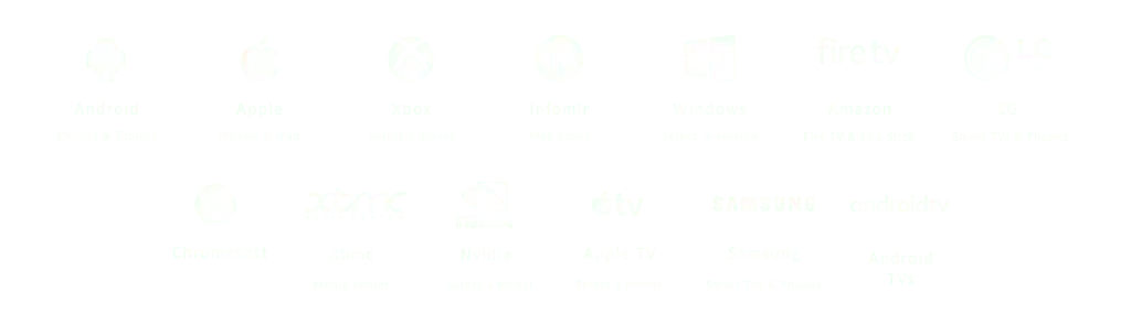 Logos of the supported devices and platforms